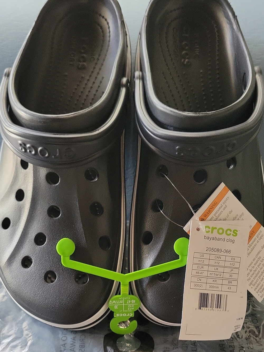 NWT Crocs Classic Clogs Black White Trim Men's Size 12